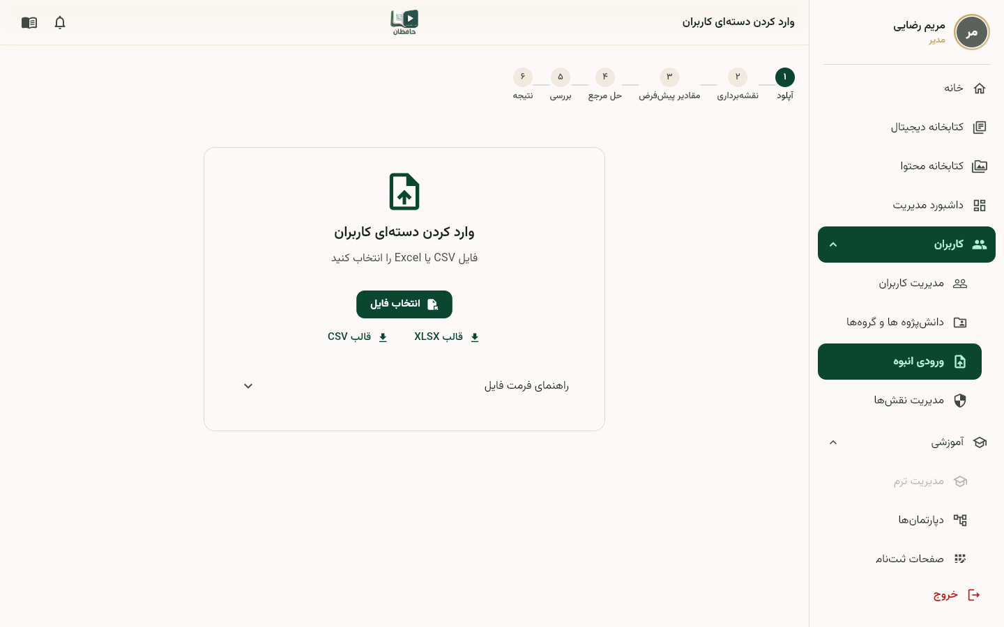 پیش‌نمایش ورود گروهی با ستون‌ها و تعداد ردیف‌ها